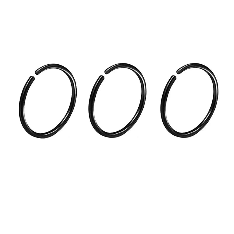 20G Thin Fake Septum Nose Ring Set, Septum Hoops and Labret Lip Rings for Cartilage, Tragus and Helix Earrings