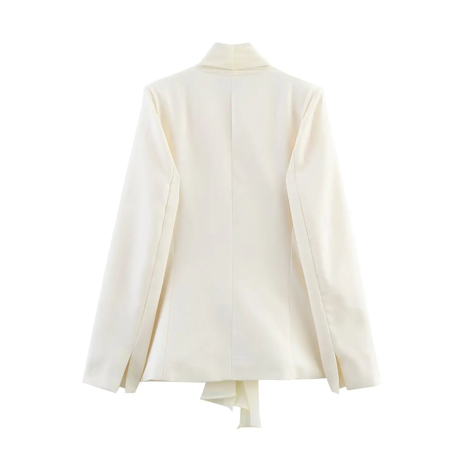 Women's Lace-up Loose Jacket and High Waist Zip Trousers Suit Set with Lapel Long Sleeve Coat for Spring and Summer