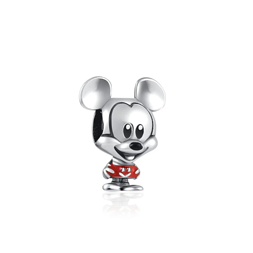 Disney 925 Sterling Silver DIY Charm Compatible With 3mm Bracelets Featuring Mickey Mouse Ferris Wheel And Suitcase Designs