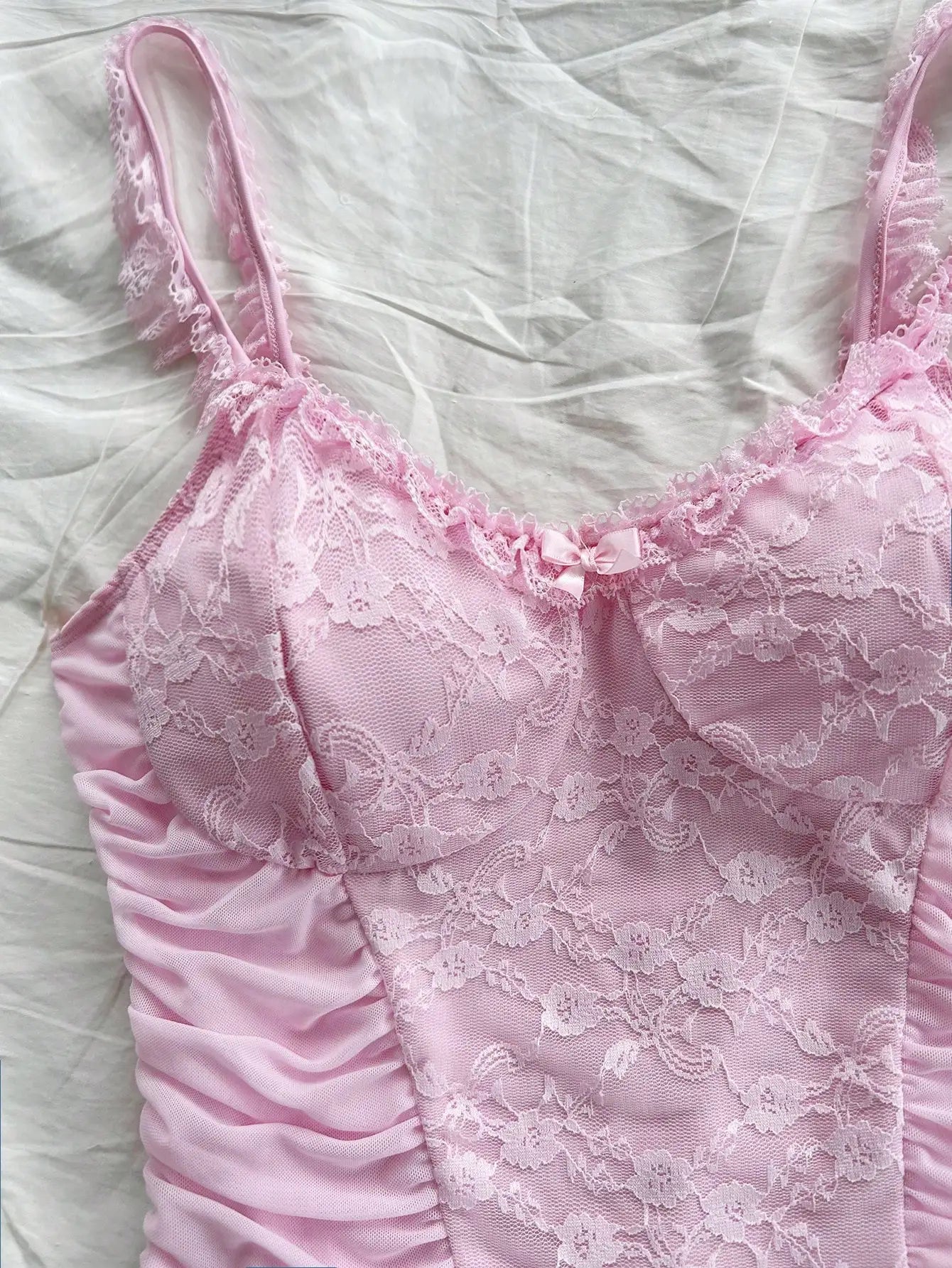 Romantic Lace Knit Sling Jumpsuit with Wooden Ear Edge Casual Vintage Holiday Dress for Women