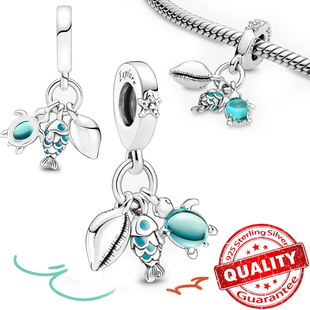 Underwater World 925 Sterling Silver Ocean Animal Pendant for DIY Bracelet or Necklace