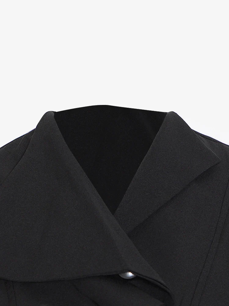 Solid Patchwork Folded Lapel Blouse for Women Long Sleeve Spliced Single Breasted Minimalist Casual Shirt