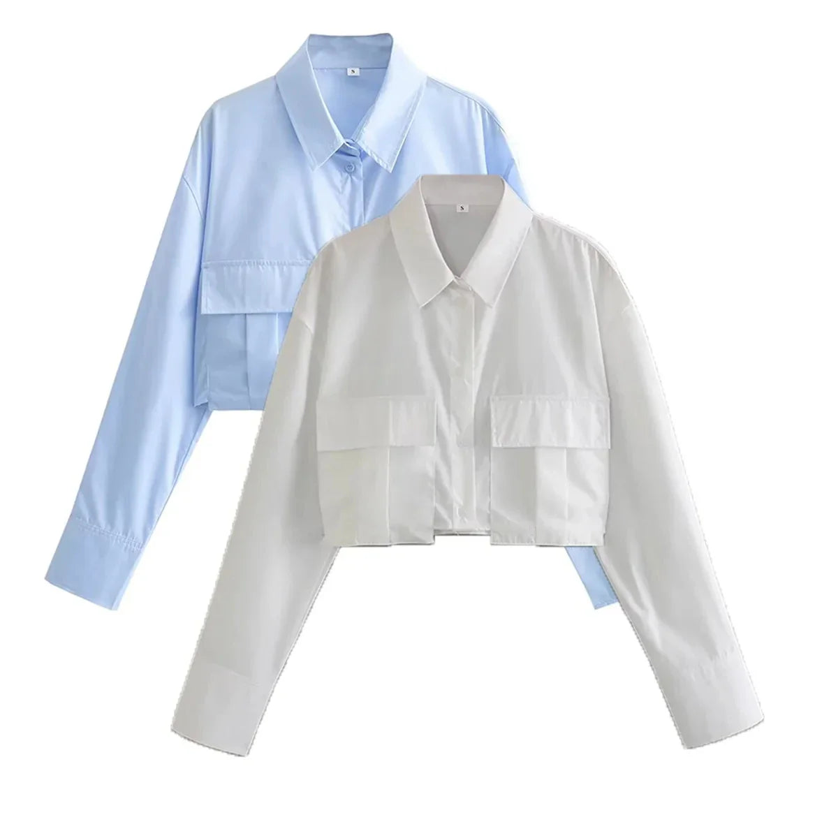 Women's Casual Long Sleeve Solid Blouse with Pockets Loose Fit Versatile Office Shirt Top