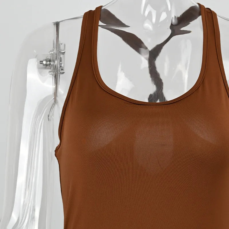 Sexy Sleeveless Hollow Out Bodycon Jumpsuit for Women Summer Backless Romper Casual Streetwear Sporty Overall