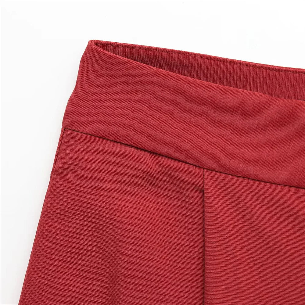 Women's Buttoned Top and Double Pleated Pants Set for Casual Spring and Summer Fashion