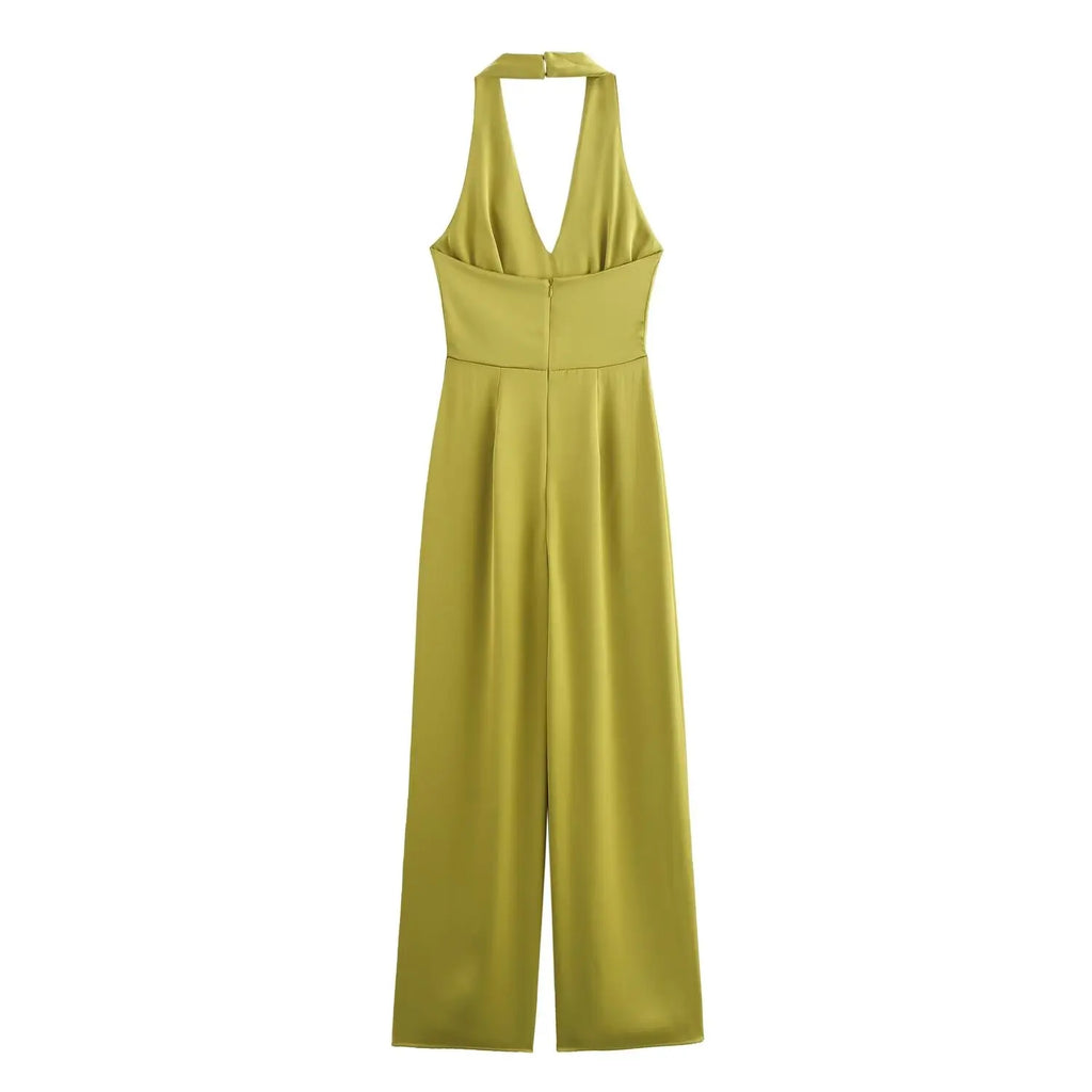 Casual Silk Texture Jumpsuit For Women Street Style