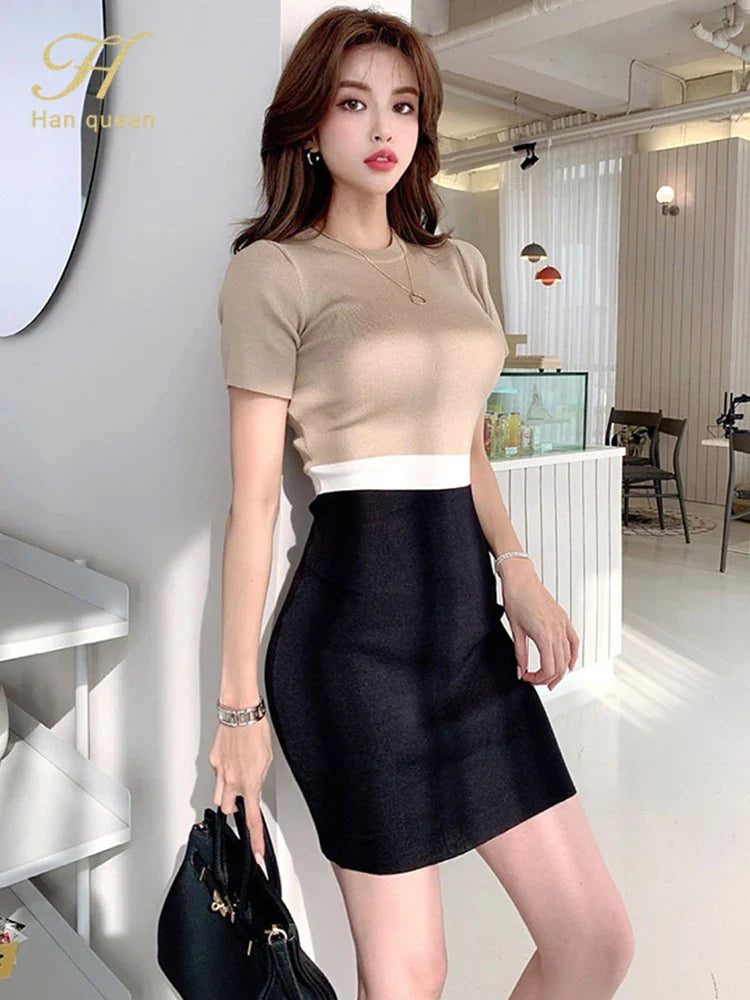 O Neck Knit Bodycon Dress For Women Pencil Sheath Style