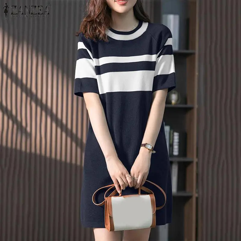 Knee Length Summer Patchwork Sundress Casual For Women