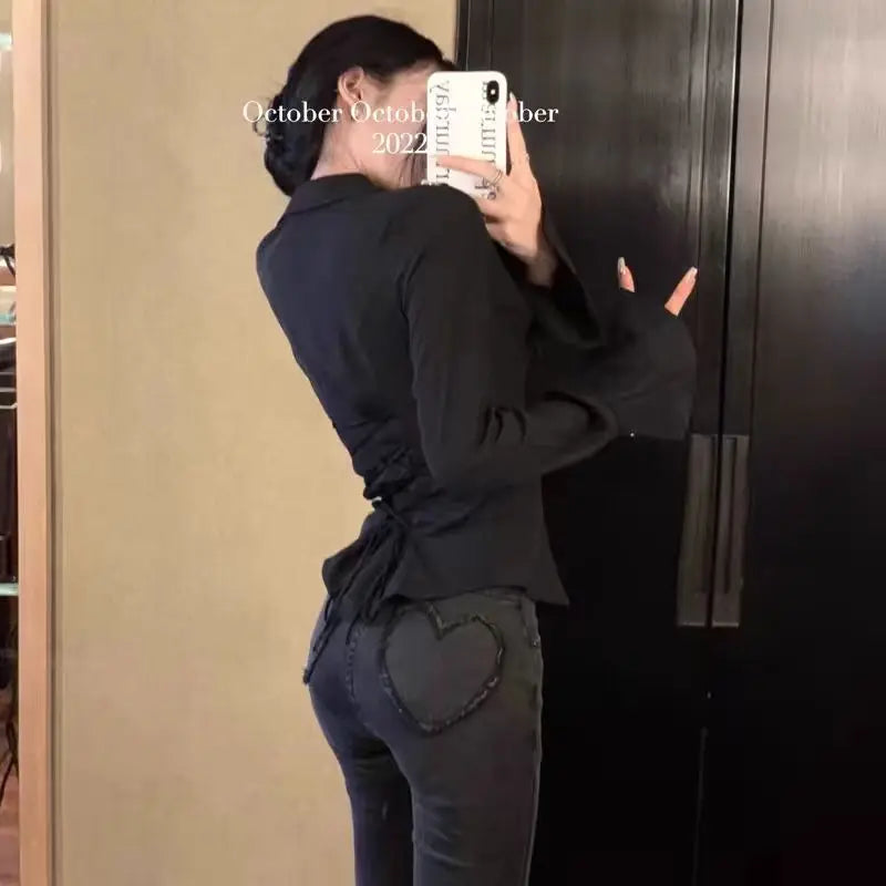 Slim White Chiffon Shirt for Women Long Sleeve Horn Sleeve Blouse Elegant Slim Fit Chic Ladies Top