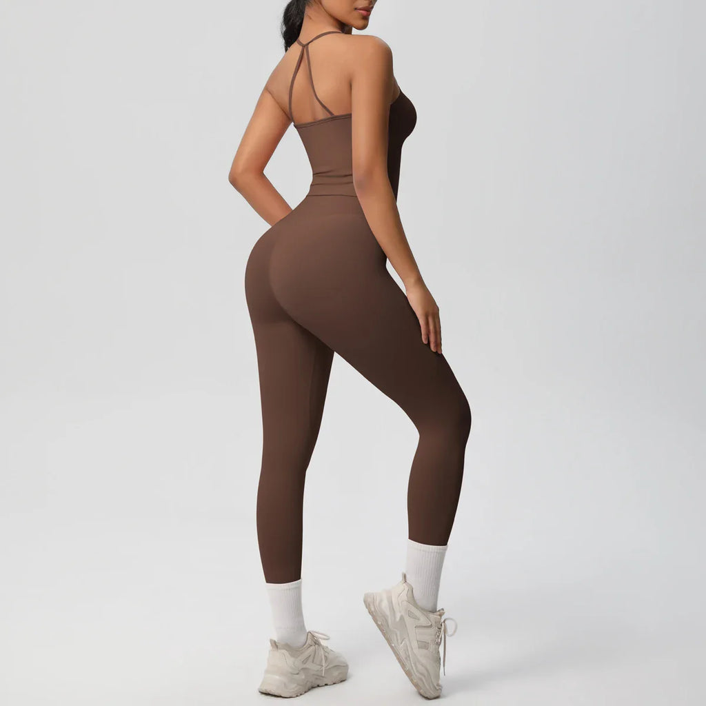 2PCS Nude Feeling Women's Yoga Set with Sports Bra and Leggings for Gym Fitness and Running