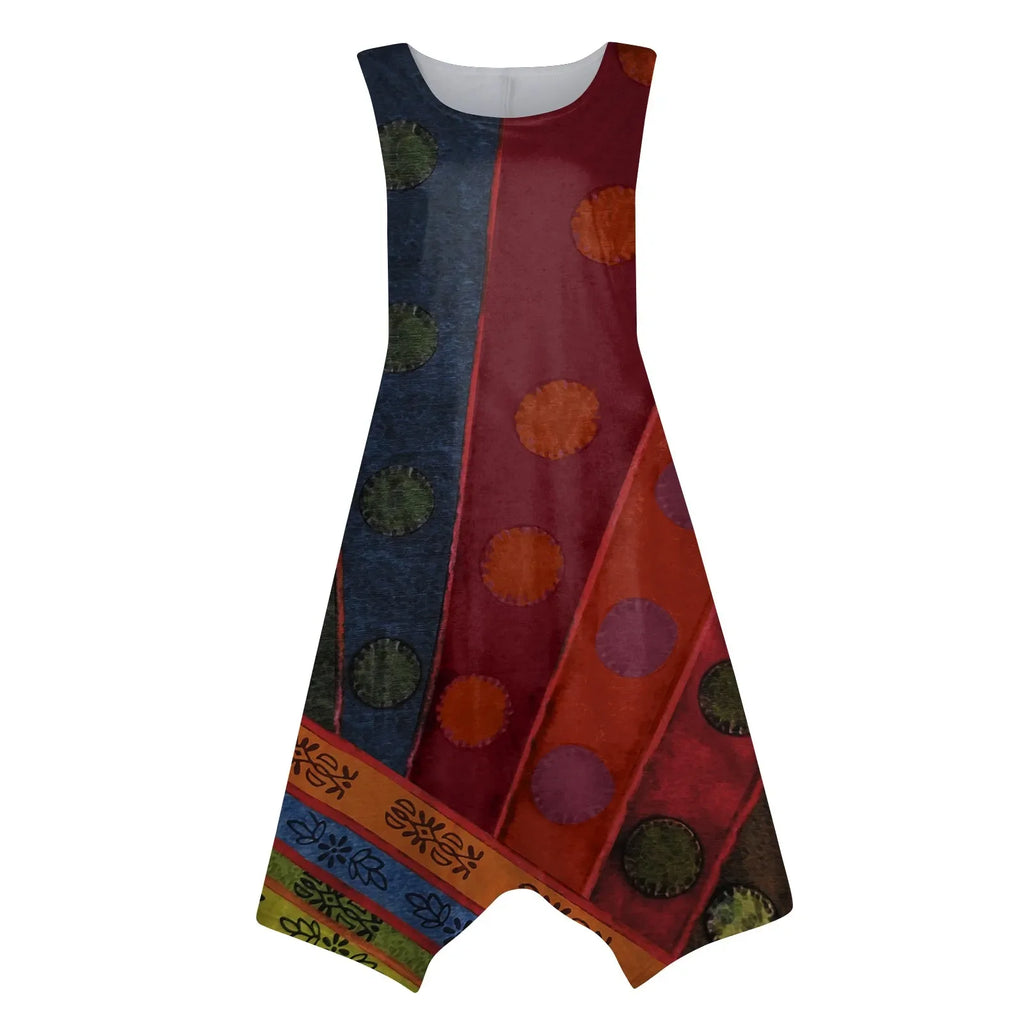 Y2K Style Sleeveless Midi Dress With Irregular Hem Design