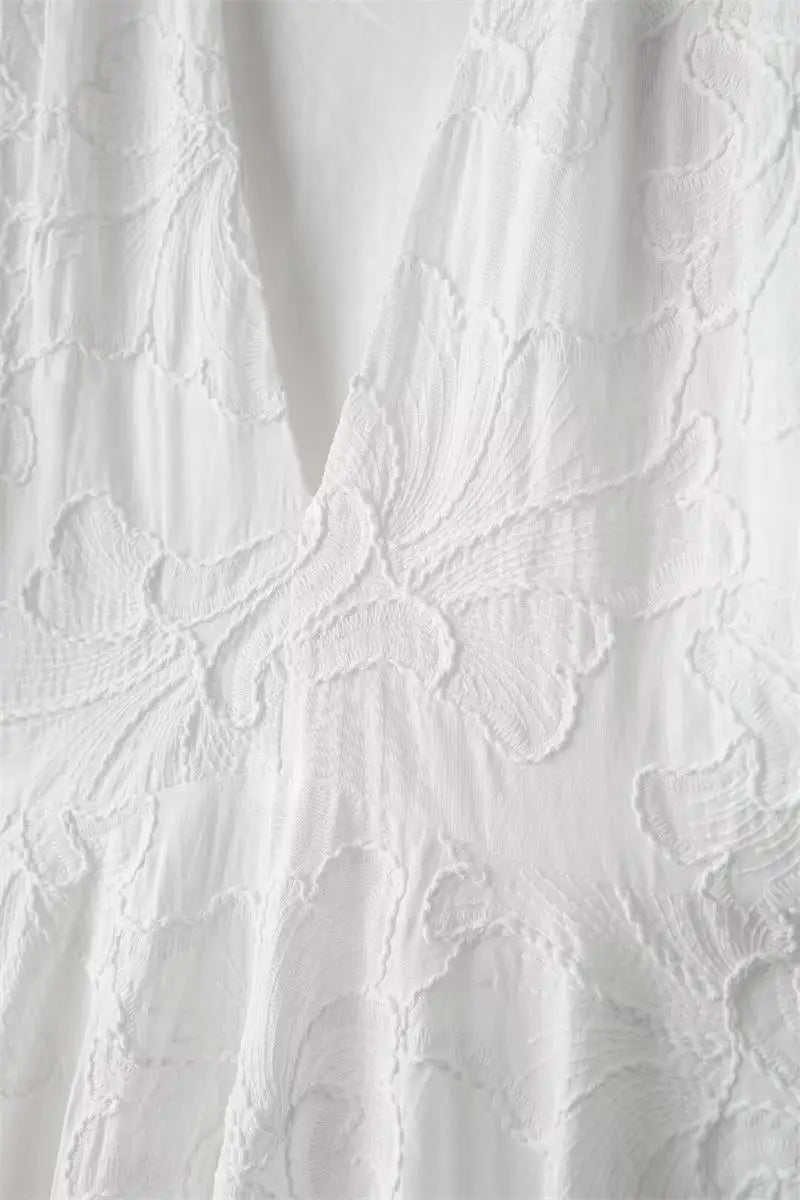Summer Embroidered Dress V Neck Slim Mini Chic Classic