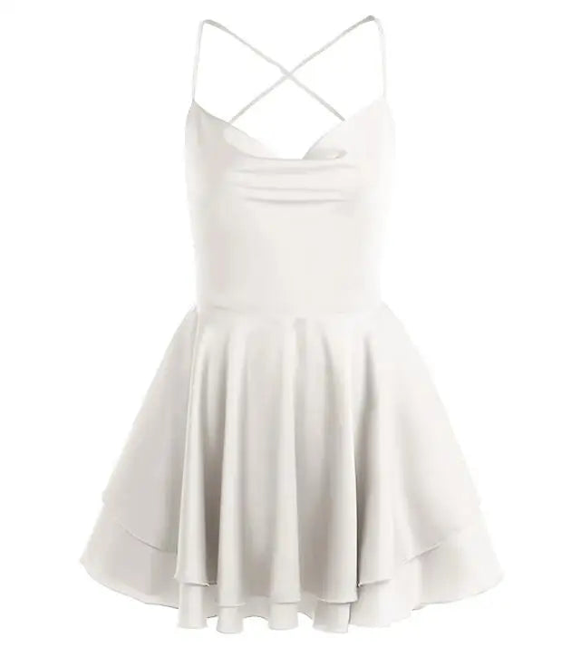 Satin Open Back Dress For Women Summer Sexy Fashion