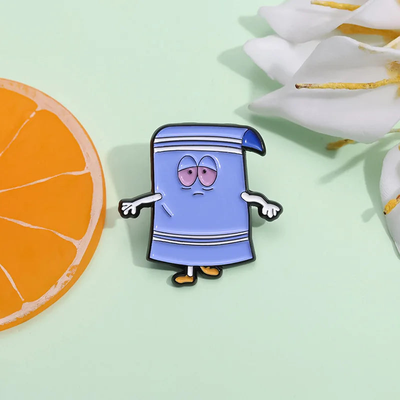 Blue Park Towel Cartoon Brooch Versatile Metal Badge for Clothing and Accessories