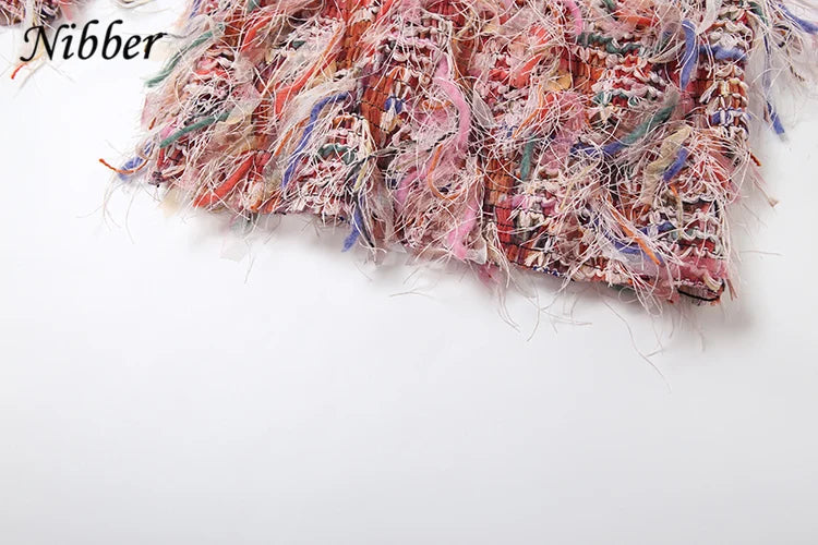 Crochet See Through Bodycon Dress With Colorful Tassels