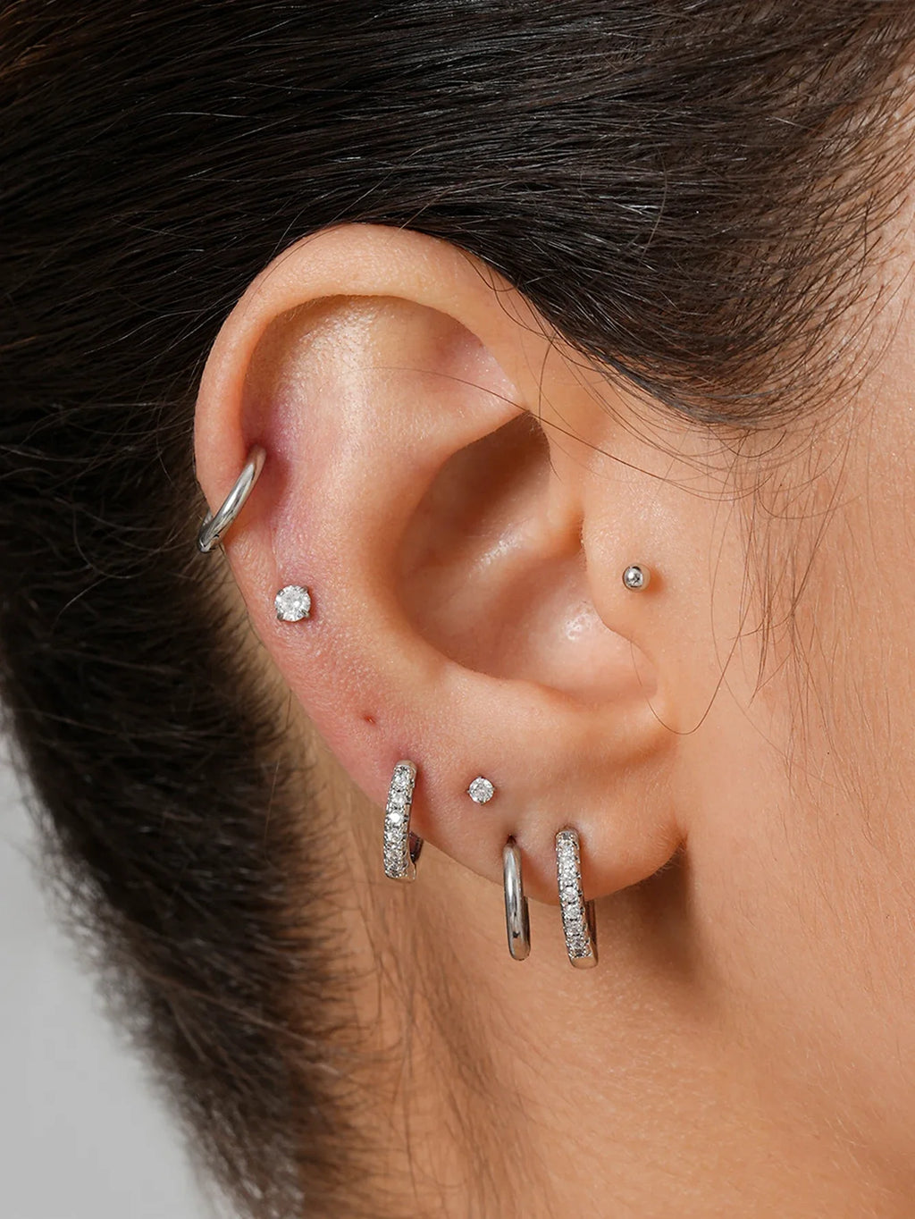 10 Pairs Small Gold Hoop Earrings for Women, 18K Gold Plated Tiny Stainless Steel Studs for Multiple Piercings