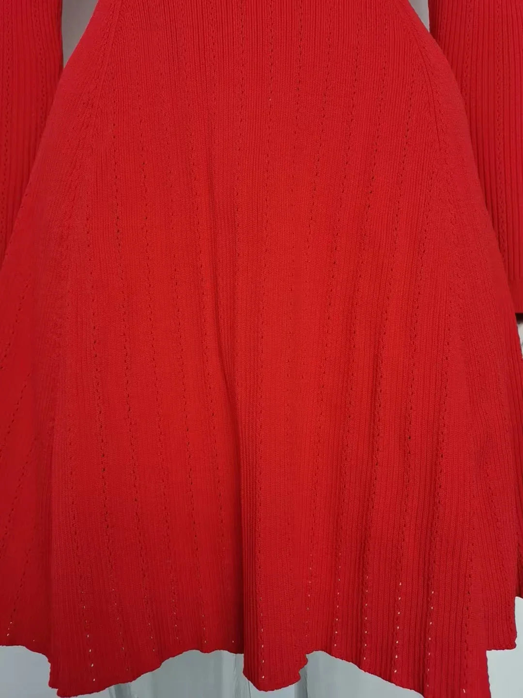 Knitted Long Sleeve V Neck Button Party Dress for Autumn