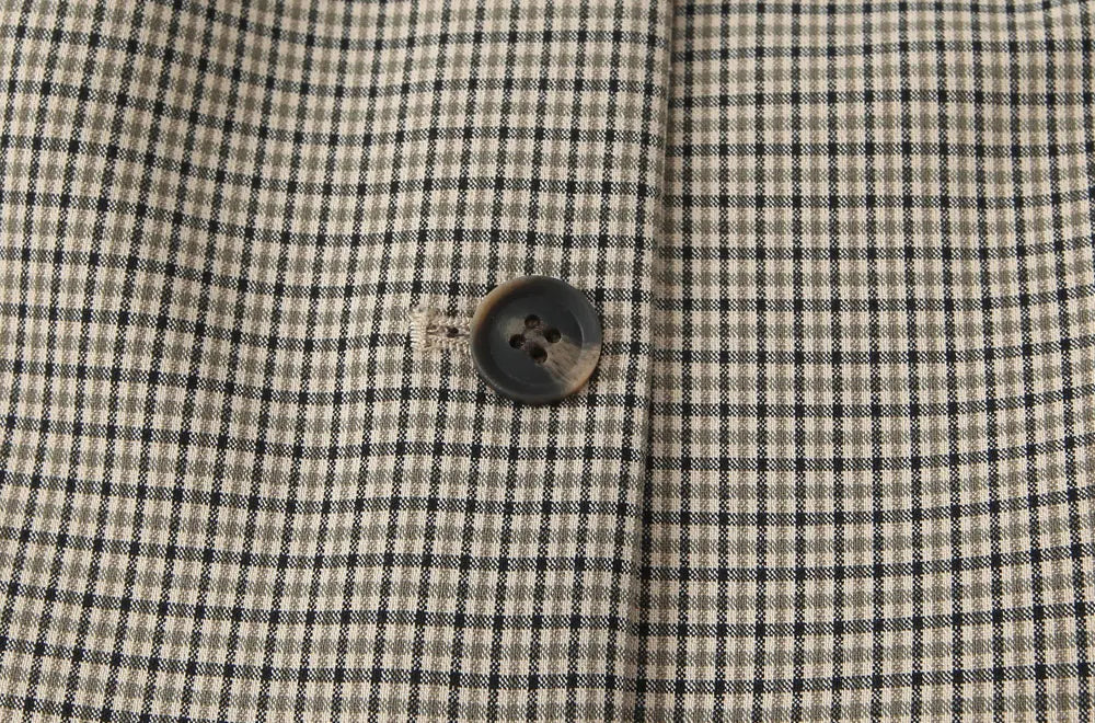 Women's Fashion Button-Up Check Waistcoat With High Waist Belted Straight Pants Two Piece Set