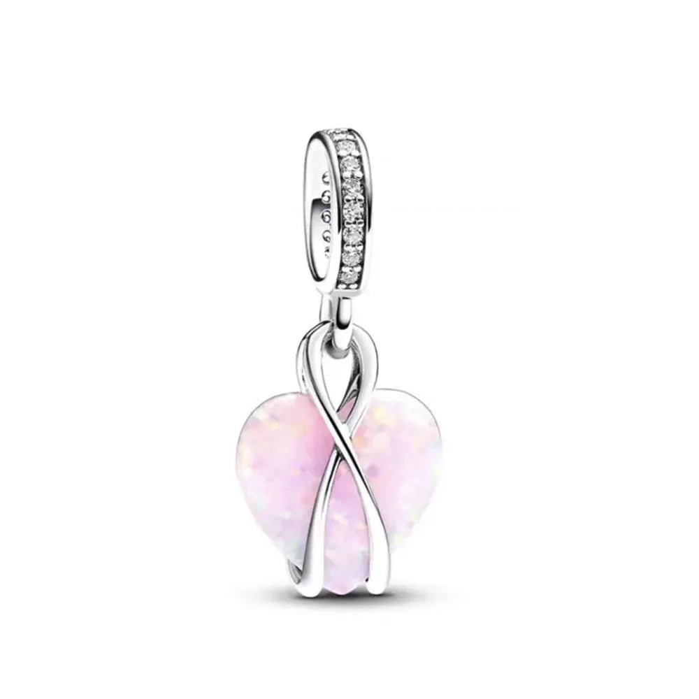 Pink Flower Caterpillar DIY 925 Sterling Silver Bead for Bracelet Bangle Jewelry Accessories