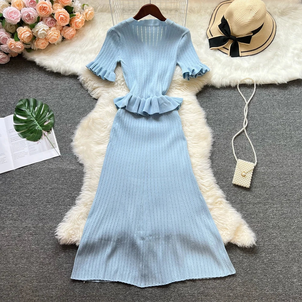 V Neck Maxi Dress for Women Mermaid Bodycon Silhouette