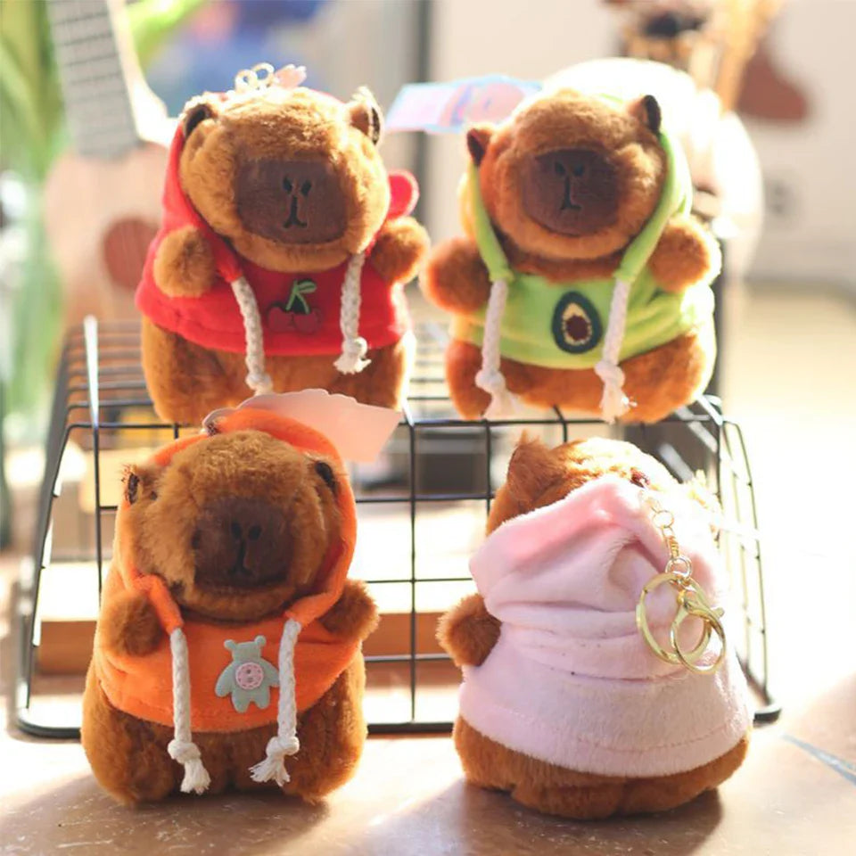 Cute Cartoon Capybara Plush Keychain Pendant Doll Bag Ornament with Clothes