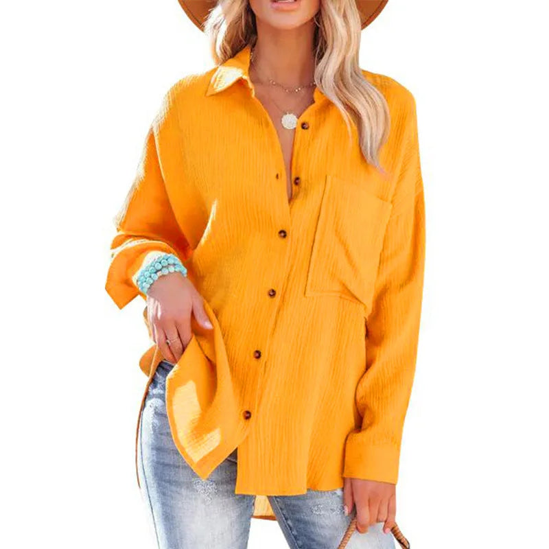 Women's High-End Long Sleeve Batwing Shirt with Drop Shoulders for Spring Fashion