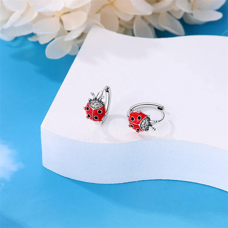 Colorful Butterfly Bee Ladybug Rainbow Flower Earrings in 925 Sterling Silver for Women Fashion Jewelry Gifts