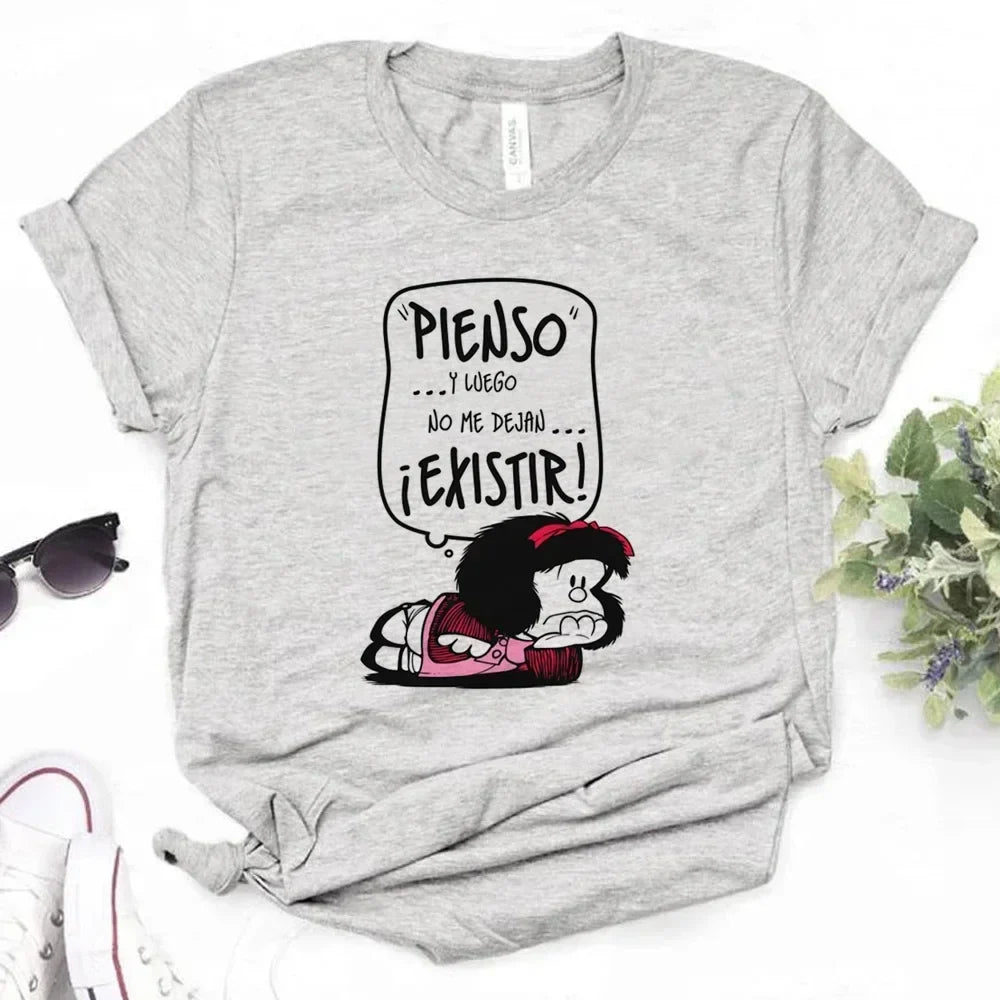 Mafalda Manga T-Shirts for Women Casual Harajuku Style Japanese Graphic Top Y2K Fashion Shirt