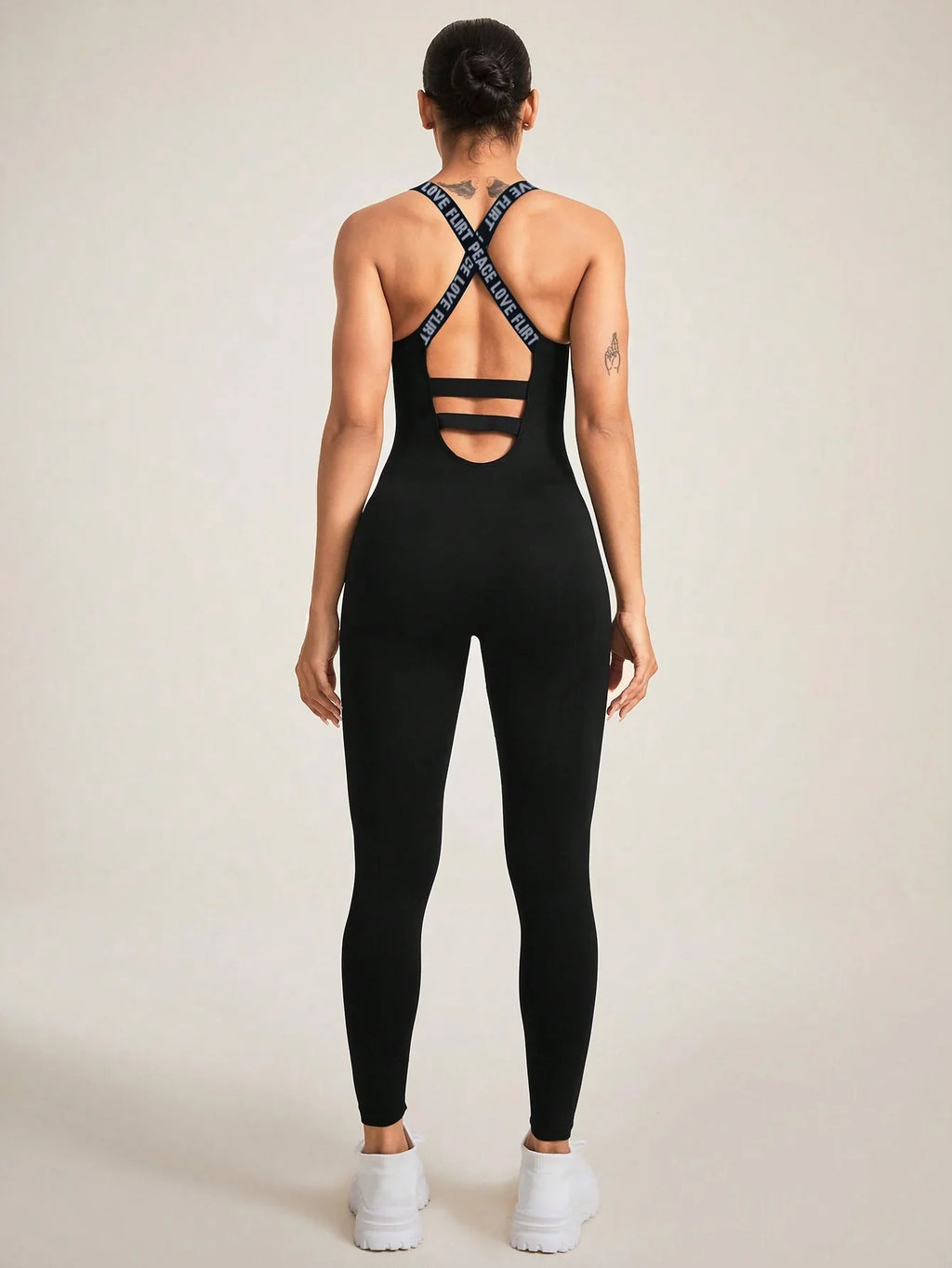 Seamless Women's Yoga Jumpsuit Racerback Strappy Back One-Piece Athletic Bodysuit for Gym Workout Activewear
