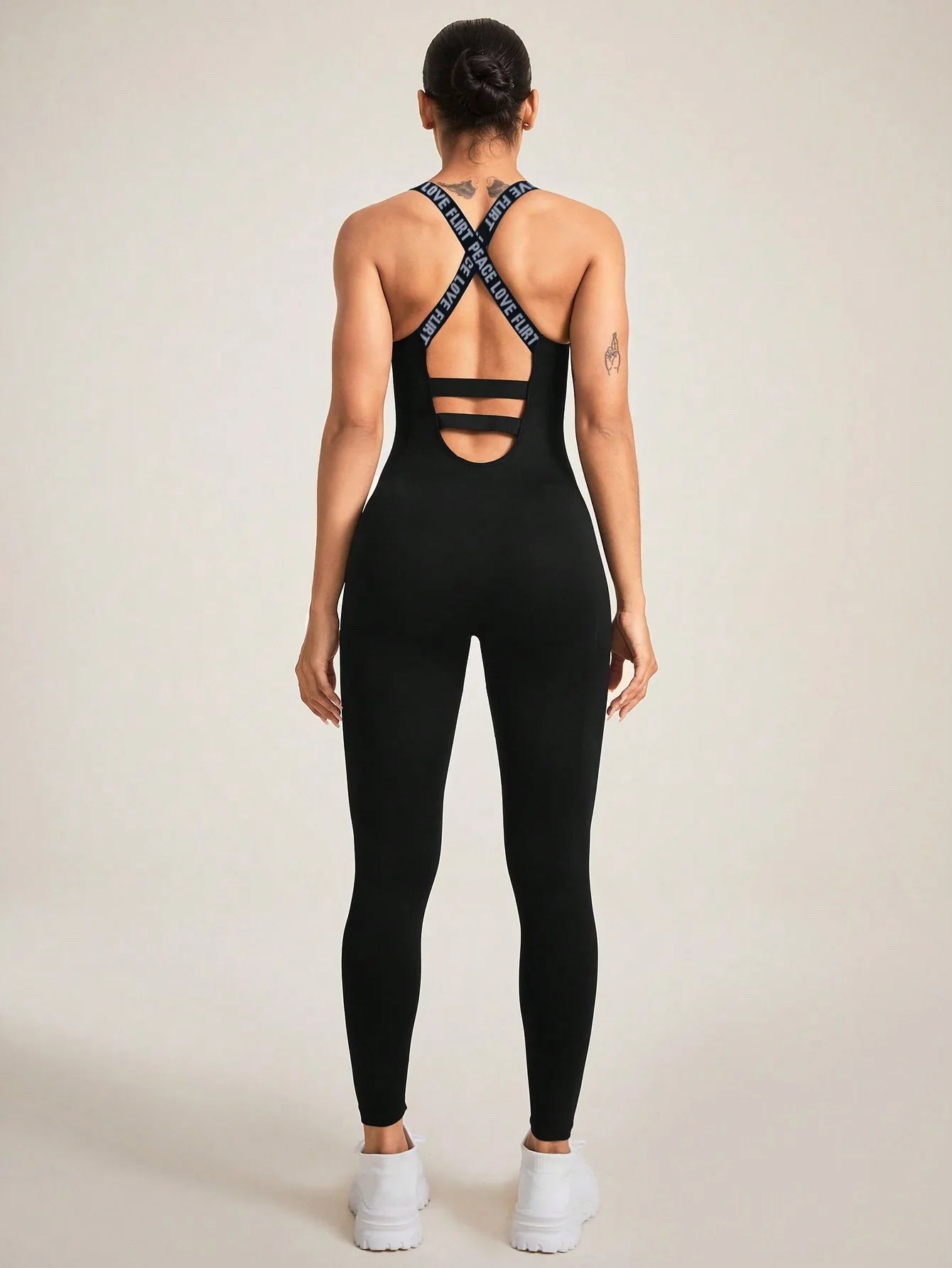 Seamless Women's Yoga Jumpsuit Racerback Strappy Back One-Piece Athletic Bodysuit for Gym Workout Activewear