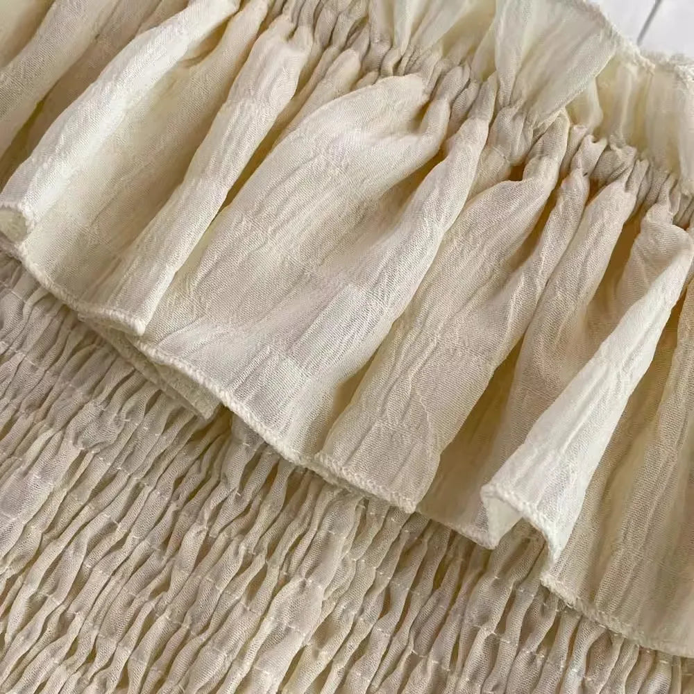 Ruffled Off Shoulder Dress Chiffon Beach Summer Fashion
