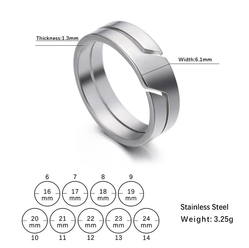 Simple Stainless Steel Couple Ring for Men Women Casual Engagement Jewelry Gift