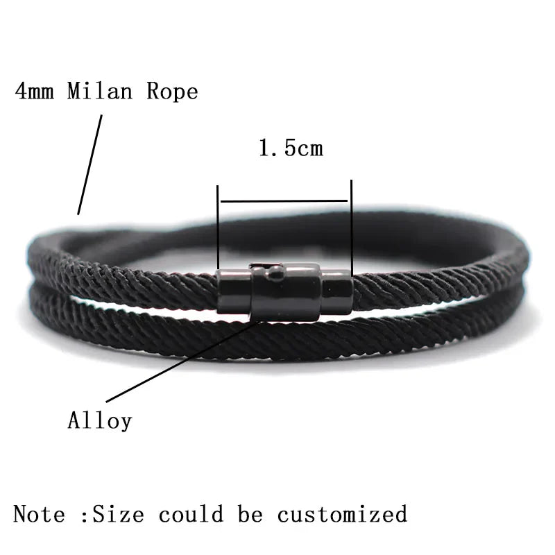 Minimalist Double Layer Men's Rope Bracelet with Magnet Buckle for Survival and Everyday Wear