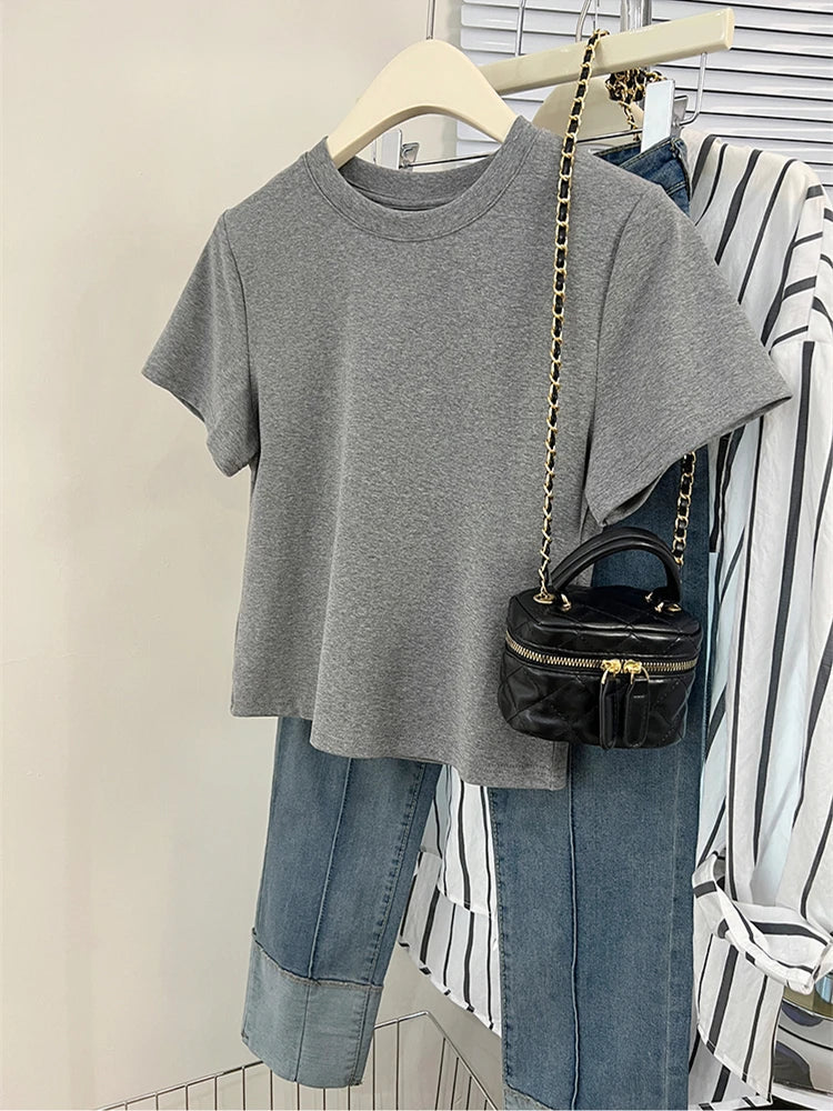 Oversized Cotton T-Shirt for Women, Short Sleeve Spring Tee with Trendy Print, Casual Y2K Style Top