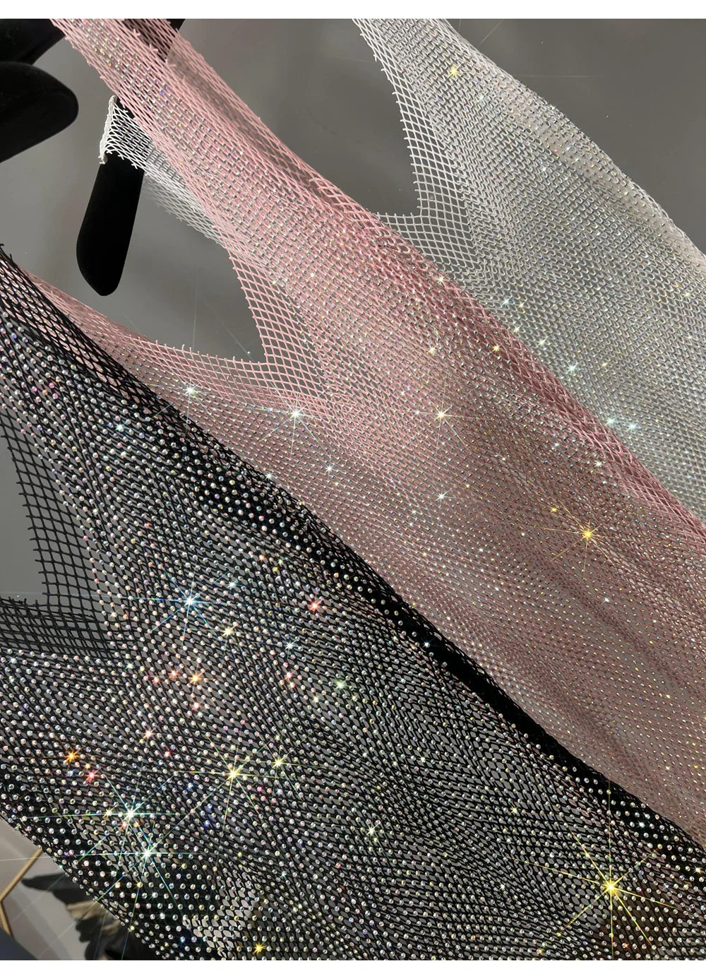 Rhinestone Party Dress Deep V Neck Mesh Club Wear For Women