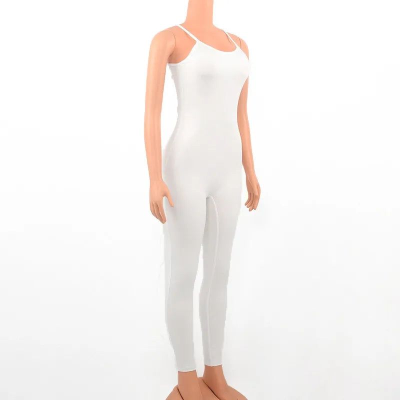 Women's Sleeveless Black Bodycon Jumpsuit Sexy Backless Slim Fit Casual Romper Streetwear Overall