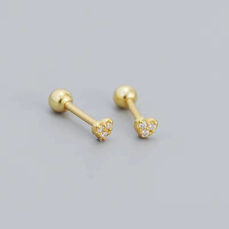Heart Stud Earrings for Women Hypoallergenic Screw Cartilage Helix Jewelry Gifts