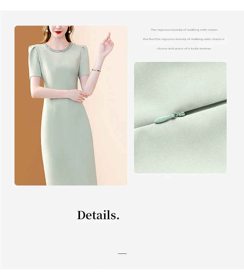 Elegant O Neck Embroidered A Line Dress For Women Casual