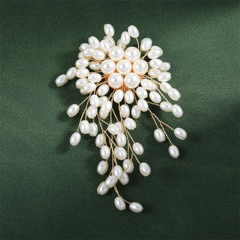 Elegant Imitation Pearl Flower Earrings for Bridal Wedding and Party Jewelry