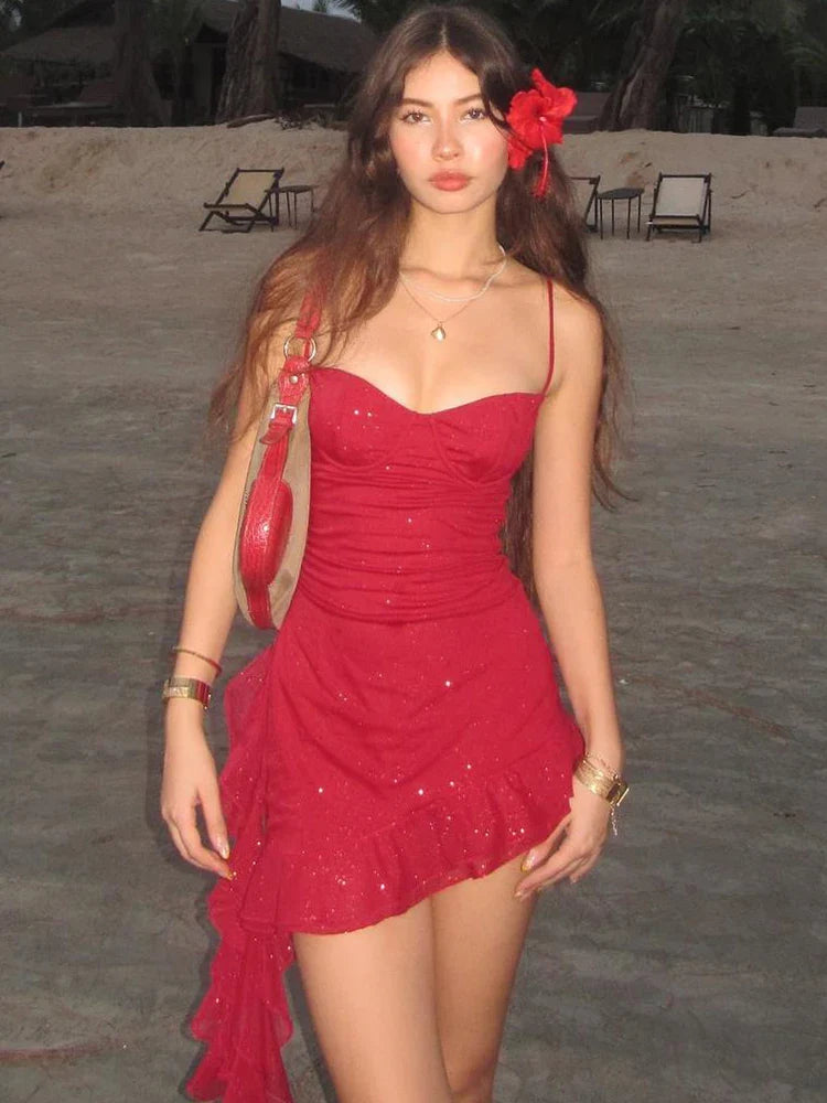 Sequin Bodycon Dress With Tassel Detailing For Beach