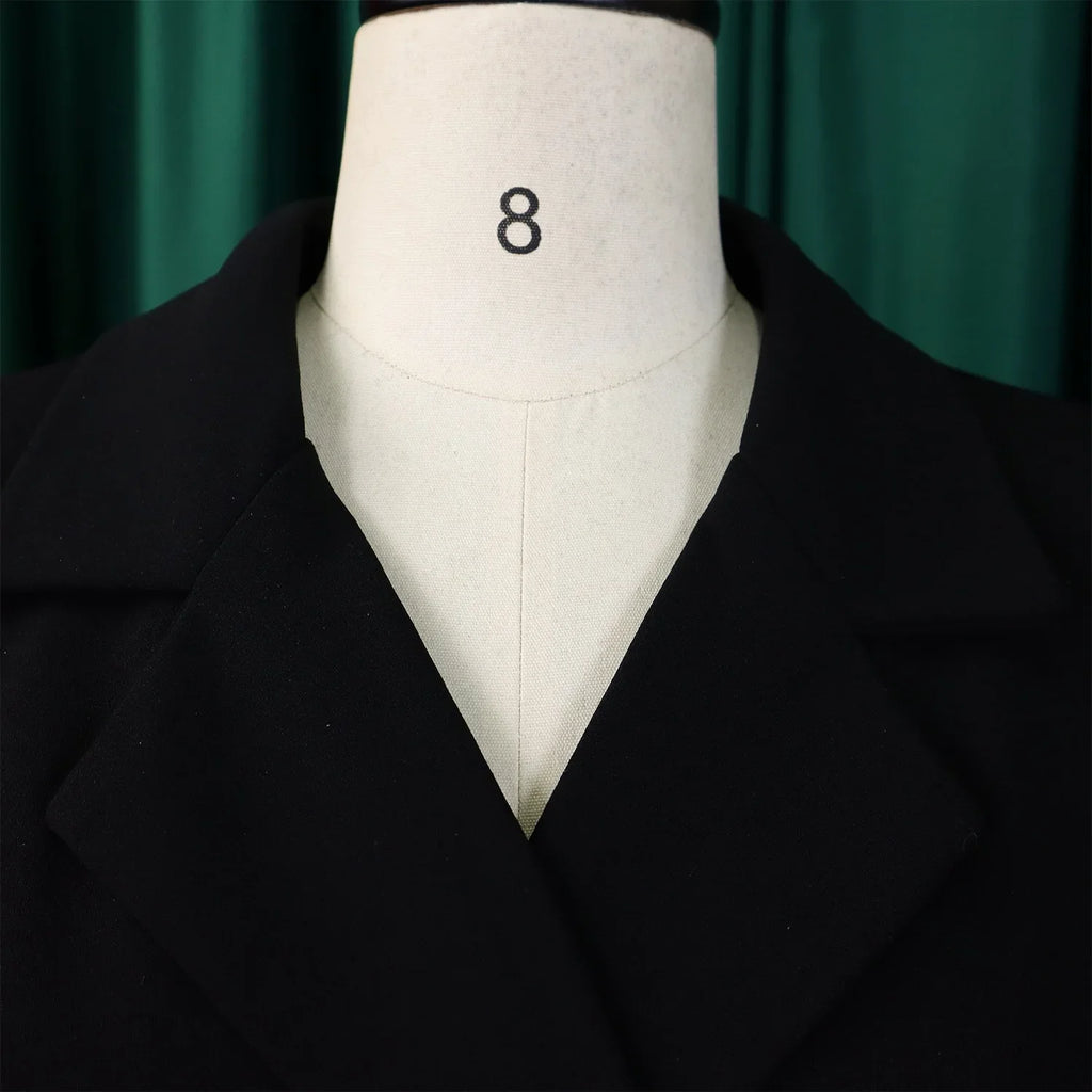 Elegant Blazer Dress For Women Notched Collar Full Sleeve