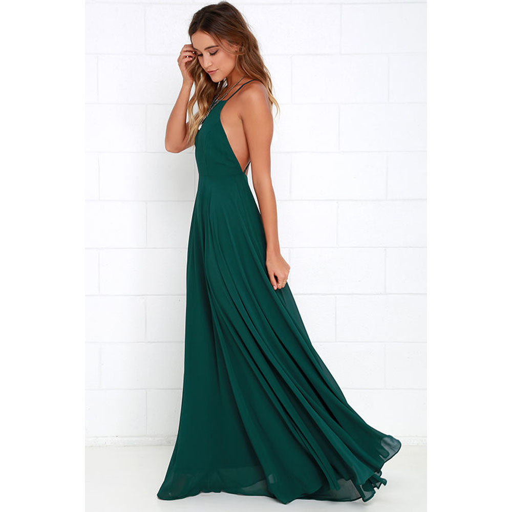 Boho Maxi Dress Sleeveless Summer O Neck Backless Sundress