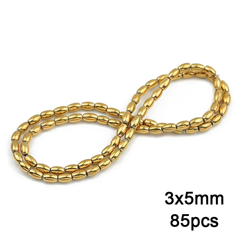 Hematite Natural Stone Gold Plated Loose Beads for DIY Jewelry Making - Star and Heart Shapes