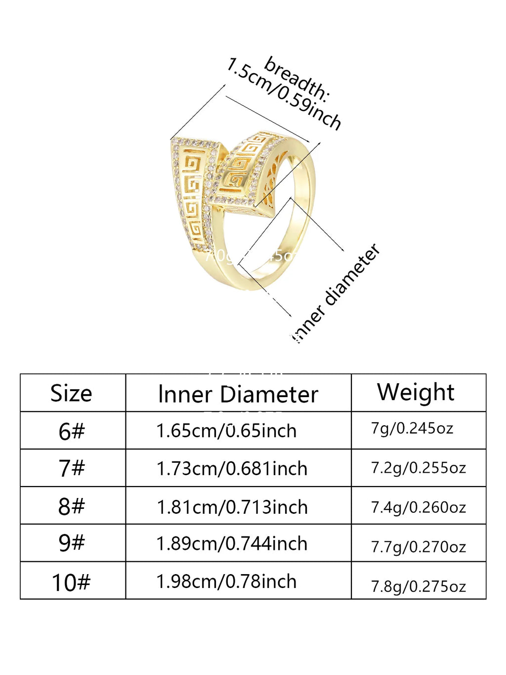 Ladies Geometric Zircon Ring for Elegant Personality Style