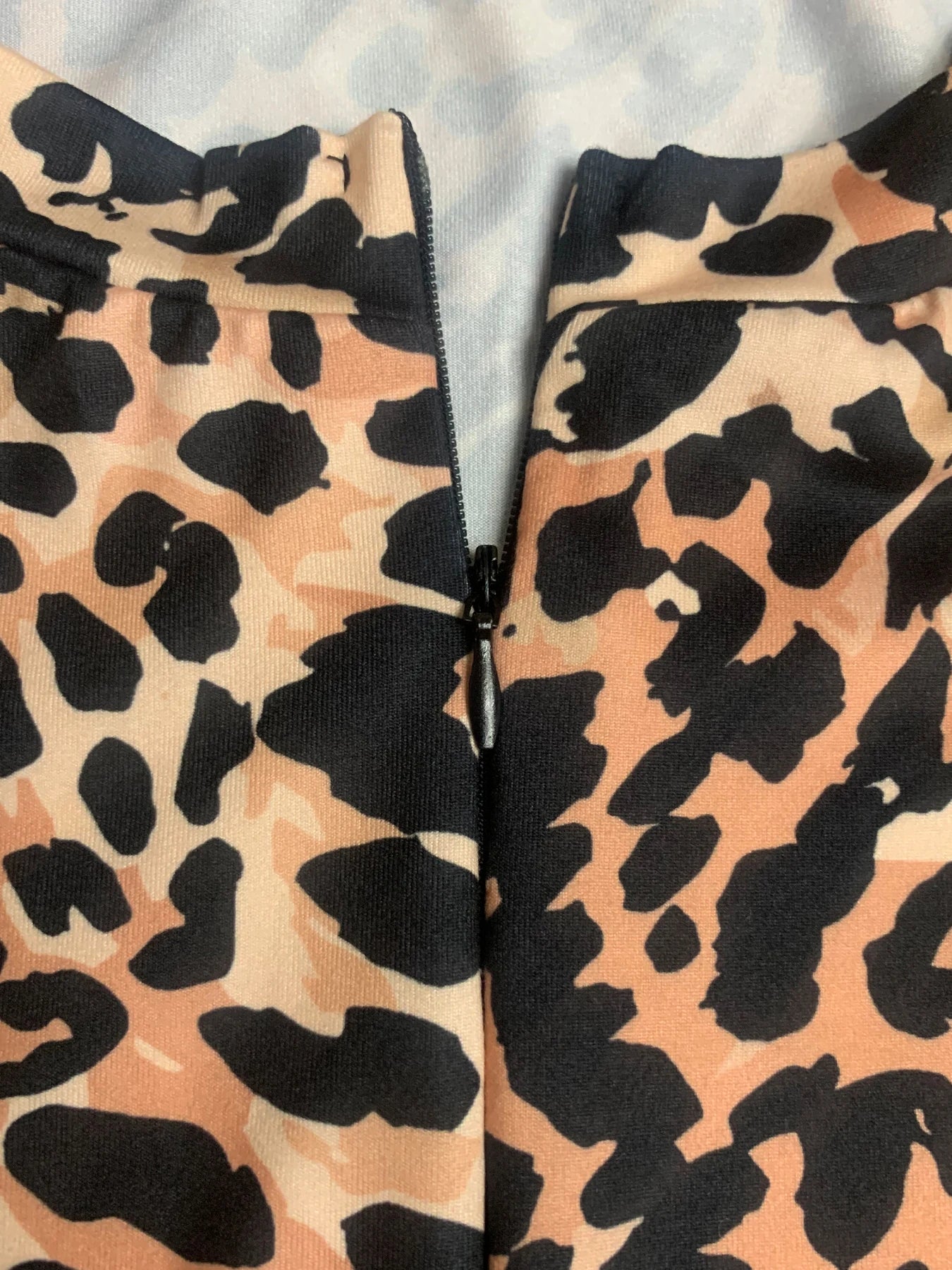 Sexy Leopard Print Long Sleeve V Neck Jumpsuit Shorts with Front Zipper Closure