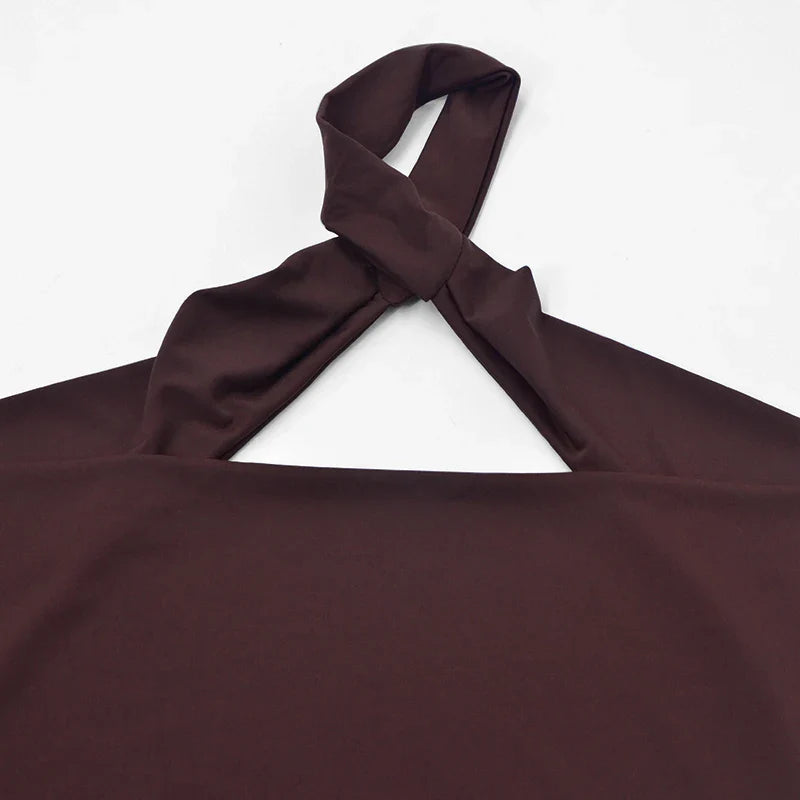 Summer Backless Mini Dress for Women V Neck Knit Partywear