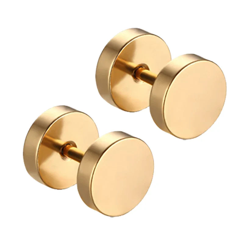 Unisex Black and Gold Stainless Steel Earrings for Punk Gothic Style Piercing Jewelry