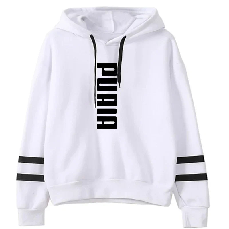 Autumn Winter Women's Hooded Sweatshirt and Jogging Set Lightweight Casual Sportswear with Stripe Detail Comfortable Daily Outdoor Activewear