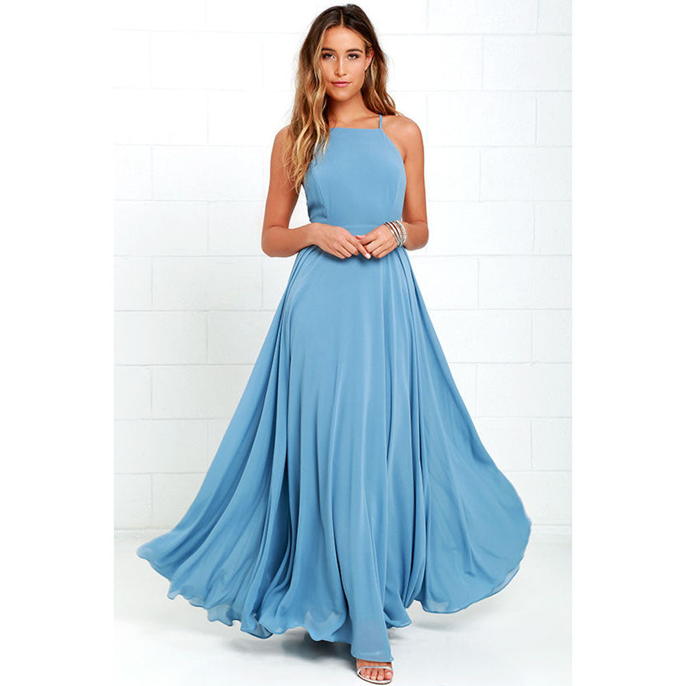 Boho Maxi Dress Sleeveless Summer O Neck Backless Sundress