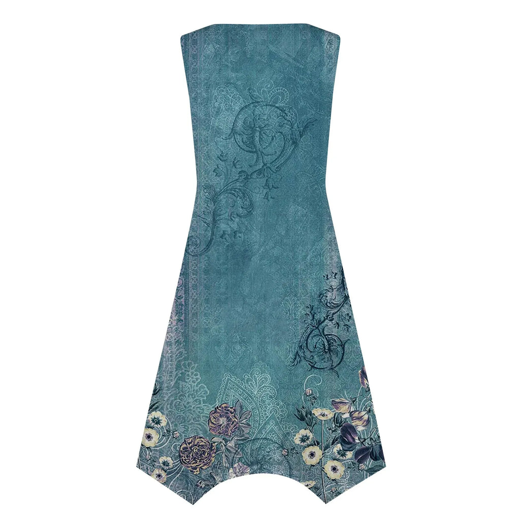 Y2K Style Sleeveless Midi Dress With Irregular Hem Design